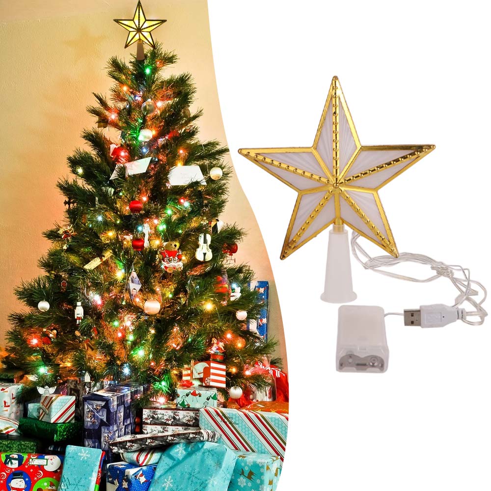Plastic Christmas Tree Top Star Lovely Christmas Decorative Star Light  Xmas Party