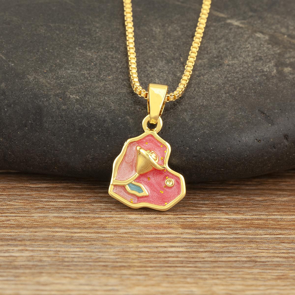 

Nidin New Arrival Romantic Heart Shape Rose Flower Pendant Necklace For Women Birthday Party Enamel Love Jewelry Accessories розовый