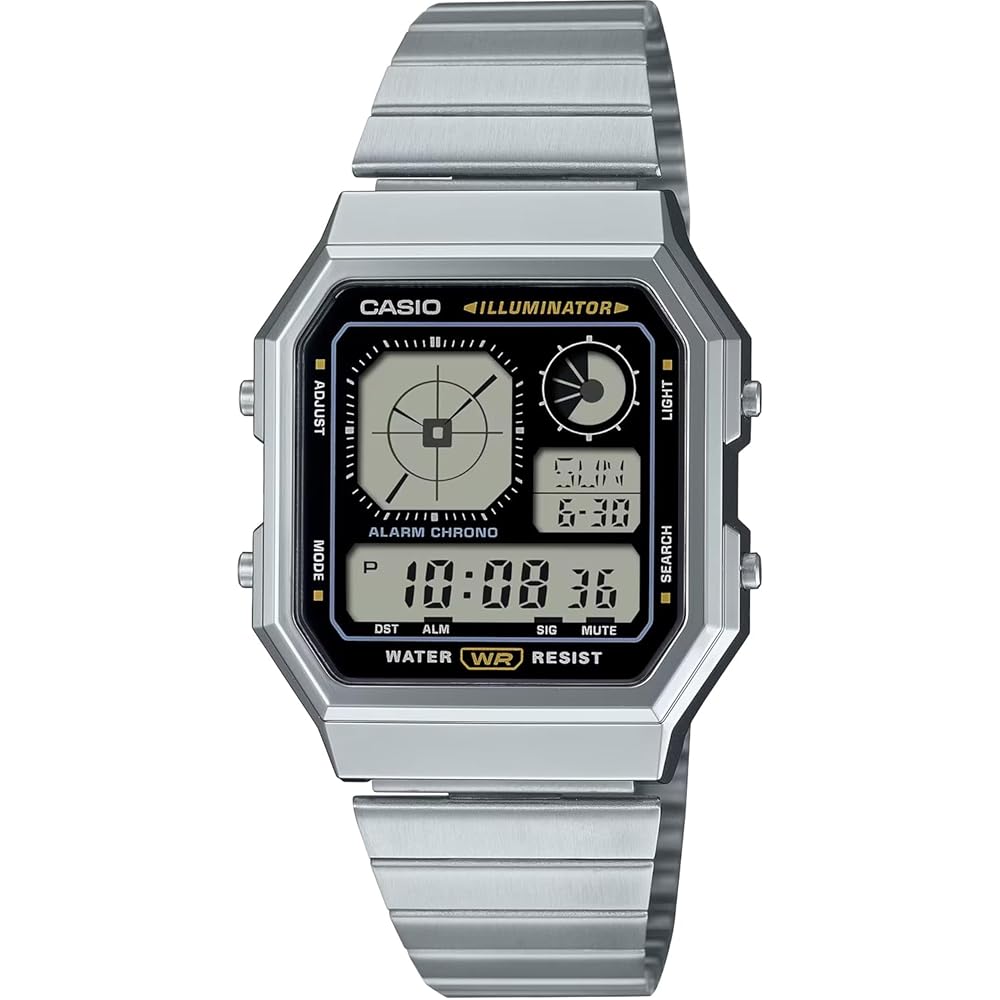 Casio Vintage A130WE-1A Unisex Analog Digital Watch Silver Black Stainless Steel