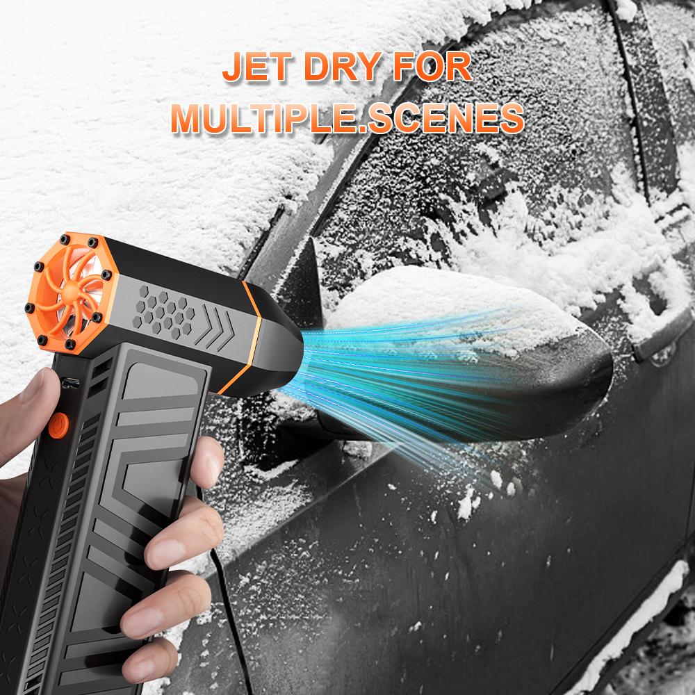 Turbo Jet Fan Electric Air Duster 4 Gears Adjustable Car Blowing Snow Cleaning Blower Tools 130000 RPM Portable Type-C Charging