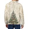 Men's Casual Christmas Print Button Long Sleeve Shirt