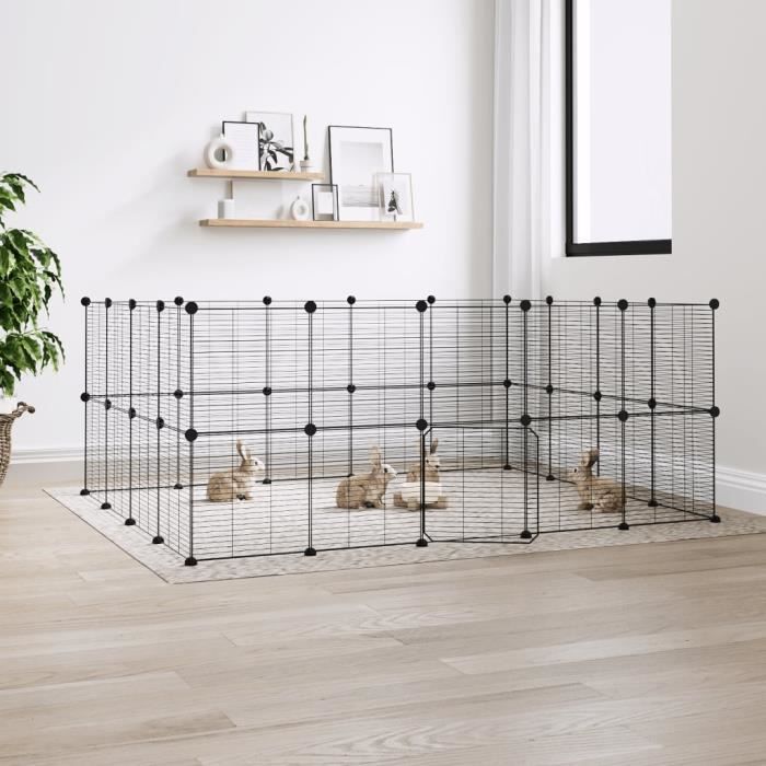 3114045 vidaXL Pet Cage 36 Panels and Door Black 35x35 Cm