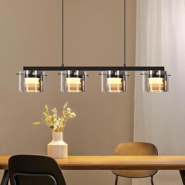 Pendelleuchte für Esstisch - NETTLIFE - 4 LED-Lichter - 140 cm - Höhenverstellbar - Glas und Metall