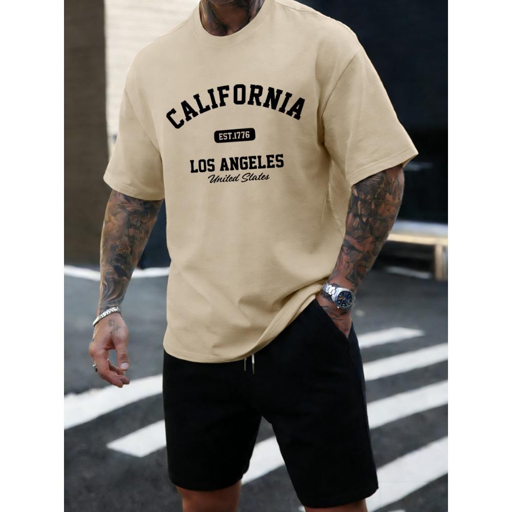 California Los Angeles Est 1776 Men T Shirts Retro Fashion Soft Short Sleeve Summer Comfortable T-Shirt Unisex Loose Top