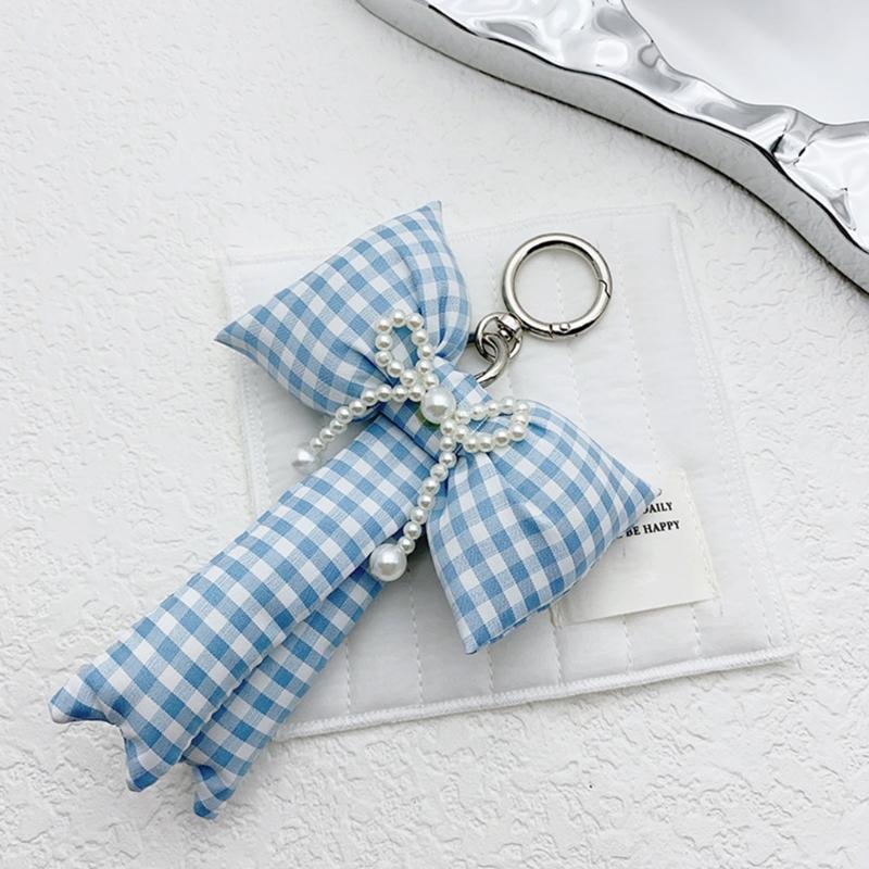 Elegant Bows Keychains for Women Cute Bowknot Beaded Keyring Charm Aesthetic Phone Chain Accessories Key Chain
