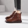 The first layer of cowhide Martin boots for women in the autumn and winter of 2025, the new lace-up retro leather British style flat-bottomed short bo