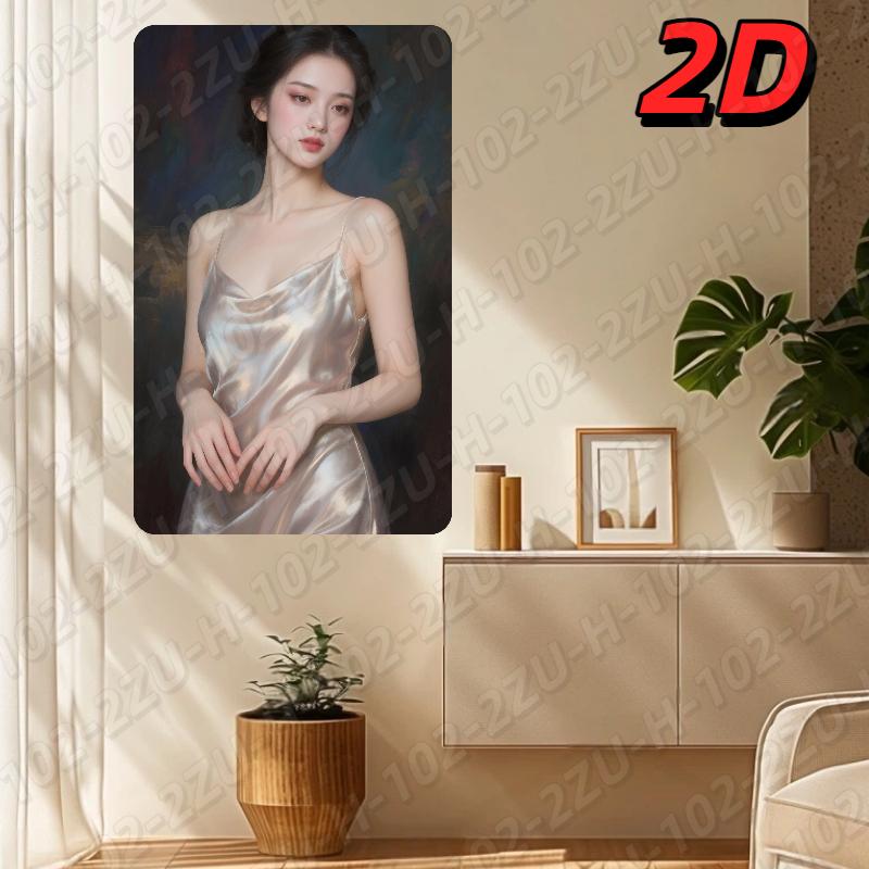 Luxury Aluminum Wall Art: Satin Gown Figure Portrait, Durable Metal Home Decor 20x30cm