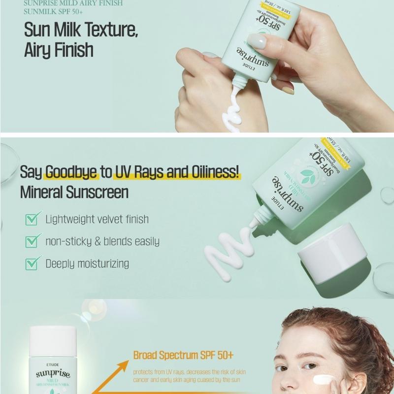 [ETUDE] Sunprise Mild Airy Finish Sun Milk SPF50+ 55ml