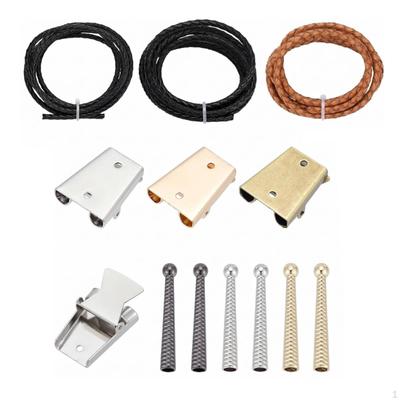 Bolo Tie Findings Kit Replacement Reflective Metal Cord Clamp Set