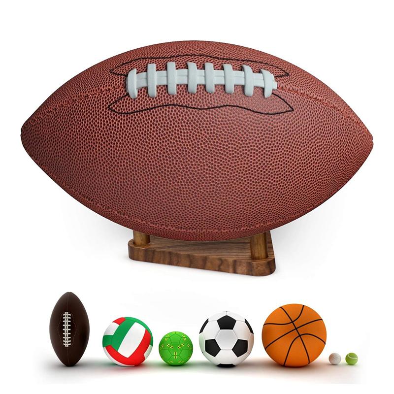 Dreieckiger Holz-Ausstellungsständer für alle Arten von ovalen und runden Bällen, Basketball Fußball Volleyball Rugby Ballhalter