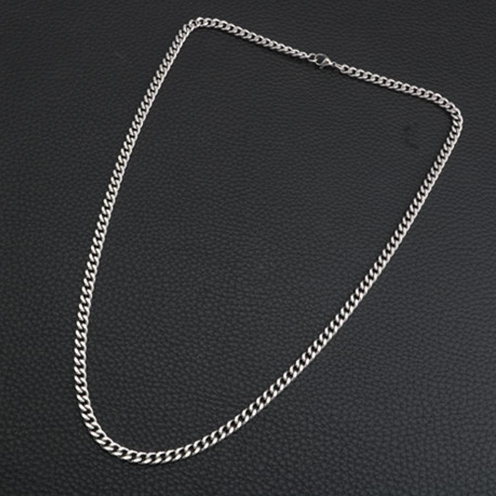 2mm Cuban Chain Necklace For Men Women Vintage Silver Plated Stainless Steel Curb Link Basic Punk Style Choker Collar