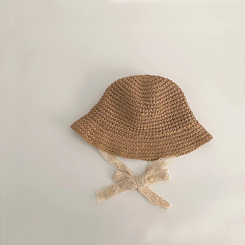 

Весна/лето Instagram Знаменитость Детская кружевная соломенная шляпа Кружевная соломенная шляпа для девочек 43-48cm