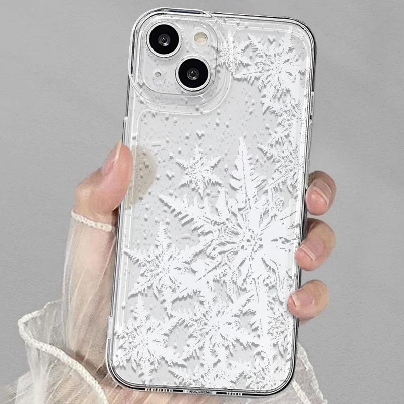 Grafický kryt na telefon se sněhovou vločkou pro iPhone 16 15 14 13 12 11 x XR Xs SE2 SE 8 7 plus pro Max mini TPU zadní kryt