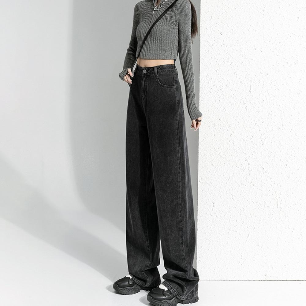 Trend Versatile 2025 Denim Wide-leg Women's Pants Spring and Autumn New Drape Loose and Tall and Thin Straight Pants Tide