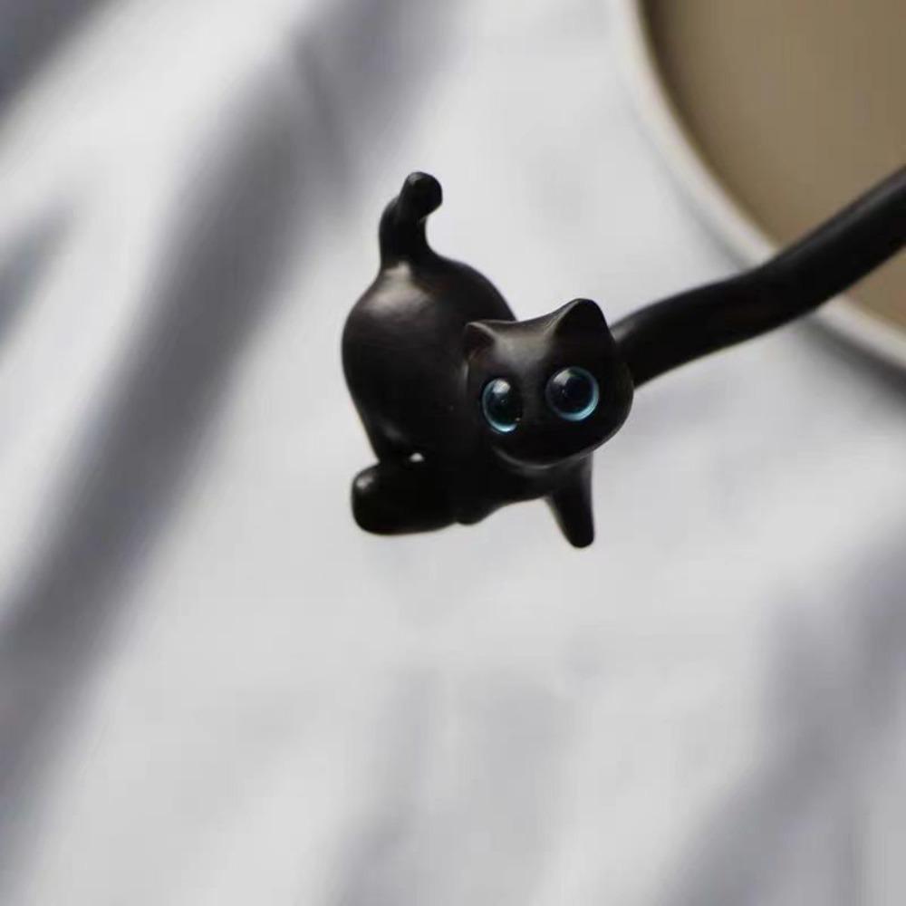 Wooden Blackwood Kitty Hair Stick Headpiece Sandalwood Cat Hairpin Unique   Hair Accessory