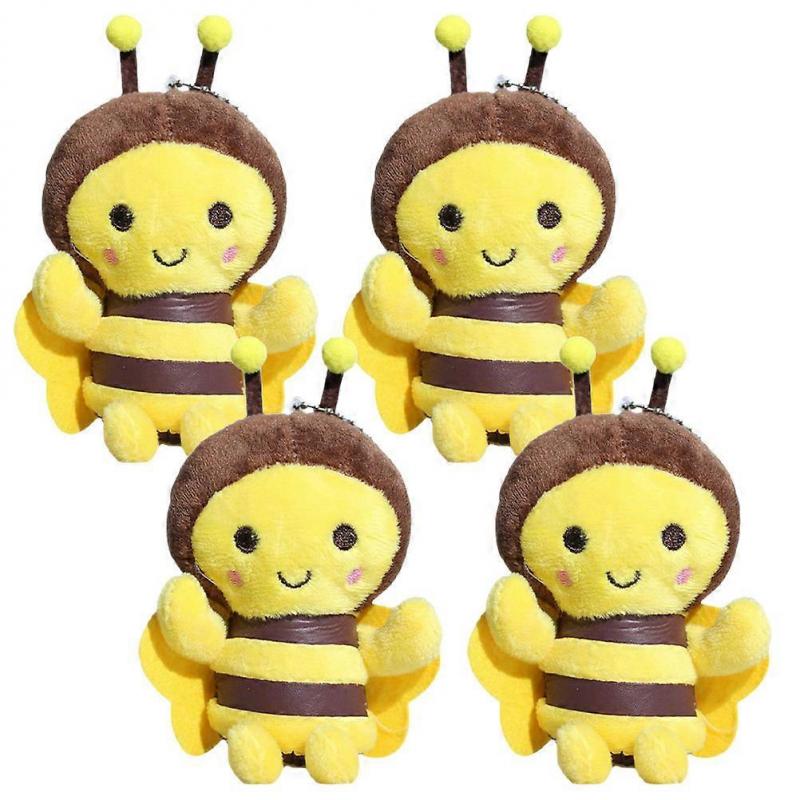 Bee Keychain Charm Plush Bee Pendant for Decoration 4Pcs