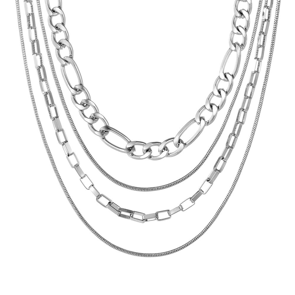 4-piece Suit Necklace Women Elegant Temperament Simple Charm Party Sweater Chain Sexy Women Versatile Nightclub Student Sweater Chain