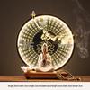 Ceramic Seated Guanyin On Lotus with Light Ring and Anjali Mudra for Home Decor