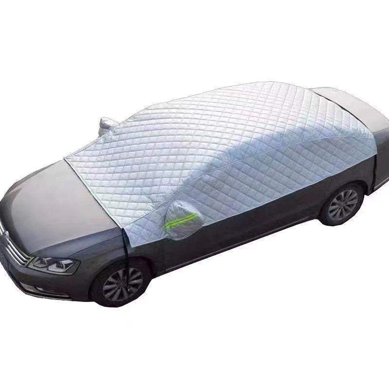 Copertura Universale per Auto a Mezza Copertura per Tutte le Stagioni Allungata Spessa Cotone Protezione Pioggia Calore Cofano Parabrezza Anteriore Auto