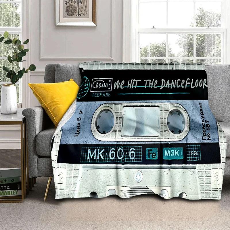 3D Music Cassette Tape Retro Pattern Blanket,Soft Throw Blanket for Home Bedroom Bed Sofa Picnic Travel Office Cover Blanket Kid