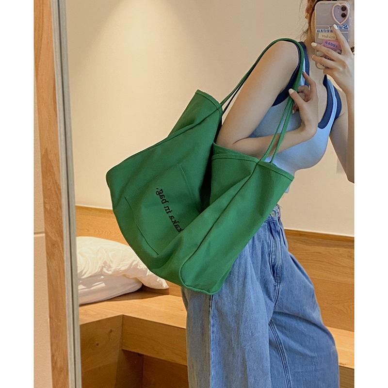 Casual Canvas Bag Female Summer Tide Fashion Tote Bag All-match Ins Large-capacity Bag Shopping Bag Bag