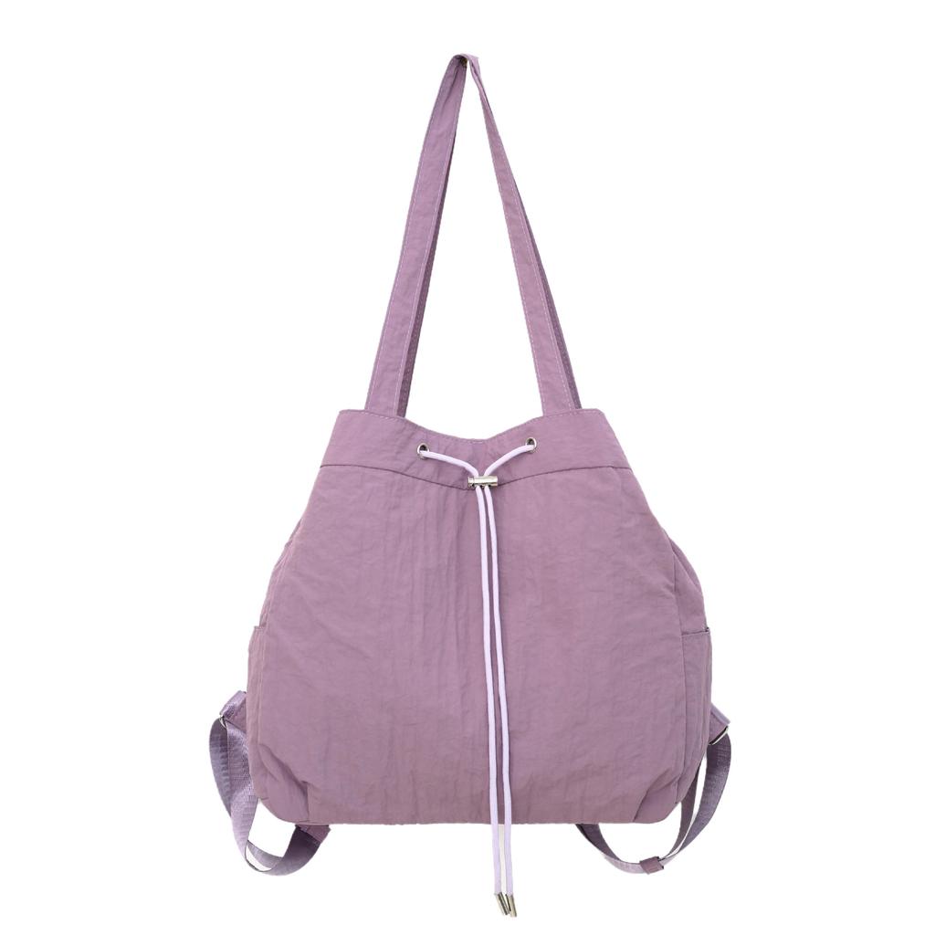 Casual Nylon Cloth Multi-Purpose Drawstring Backpack Women'S Lazy Backpack Large-Capacity Student Schoolbag Shoulder Bag Men