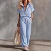 Spring Summer New Women's 2-piece Outfit, Short Sleeve Top + Casual Pants Matching Set, Fashion Casual Two Piece Suit