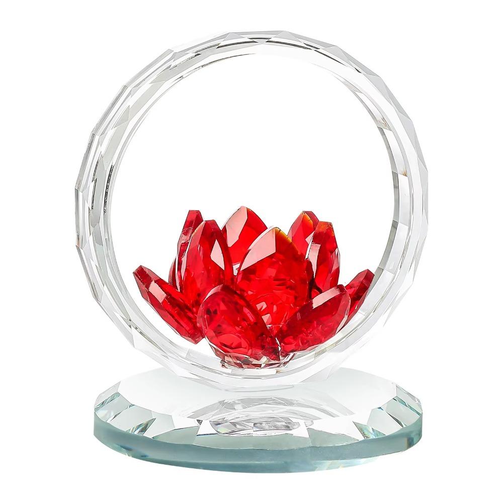 Reflection Effect Lotus Flower Figurine Stable Base Clear Lotus Flower Collectible  Home Decor
