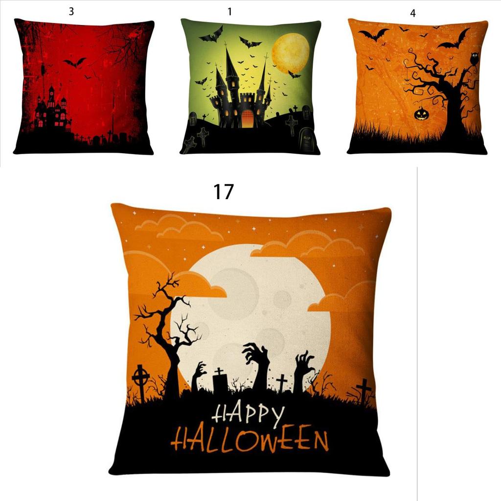 Federa Quadrata di Lusso in Cotone e Lino con Fantasia di Halloween per un Arredamento Casa Senza Tempo ed Elegante