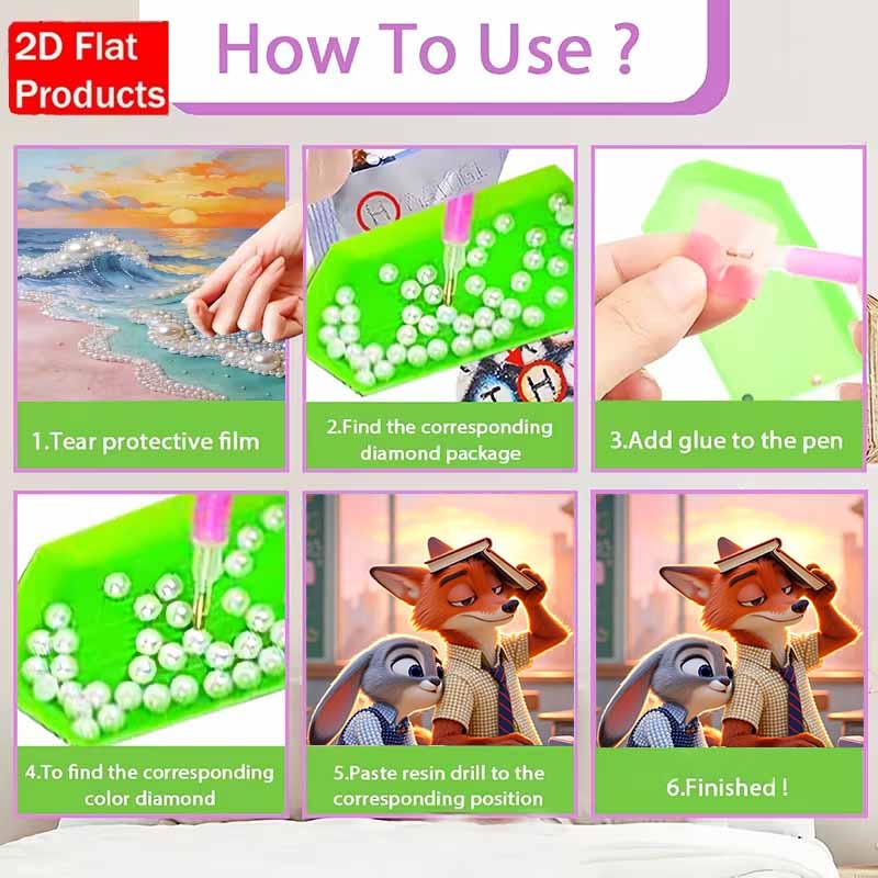 Disney Pearl Art Painting Zootopia Judy and Nick Handmade diy5D Pearl Gem Painting Pictures Crafts Special Shape Home Wall Decoration