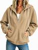 New European and American Women's Clothing Semi-zipper Hooded Sweater Loose Long-sleeved Drawstring Casual Top Spot Women