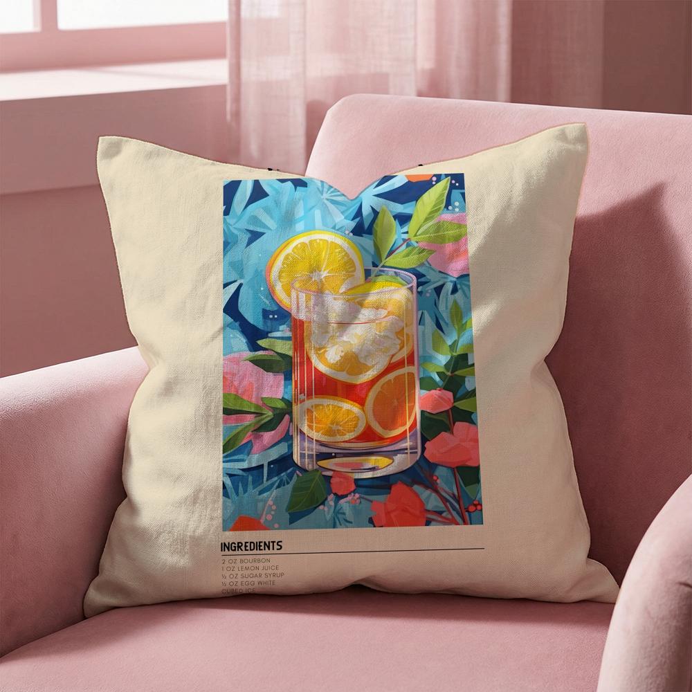 Whiskey Sour Cocktail Cushion Cover Multi-Scene Pillow Cover for Home & Car - Reversible, Soft & Durable for Daily Use