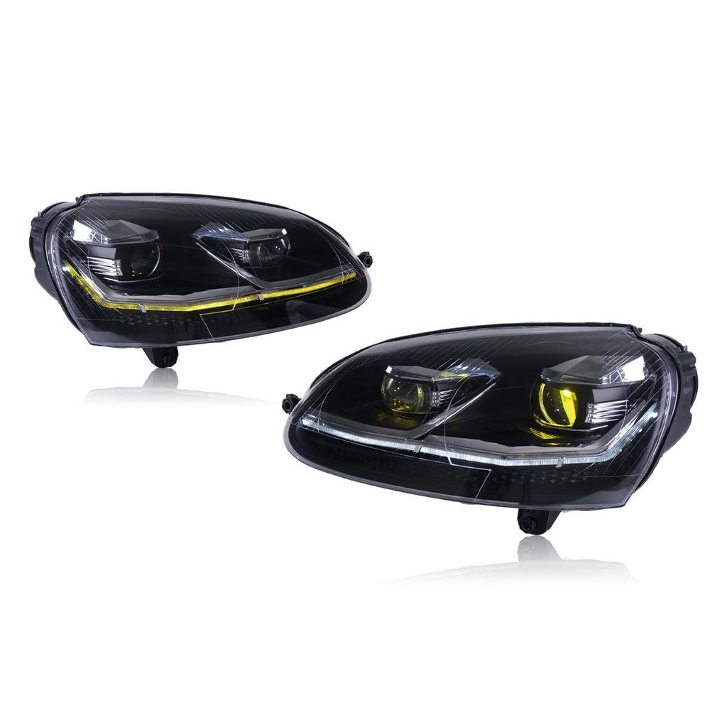 LED Daytime Running & Flowing Turn Signal Lights for 2004-2010 Volkswagen Golf 5 Headlight Assembly