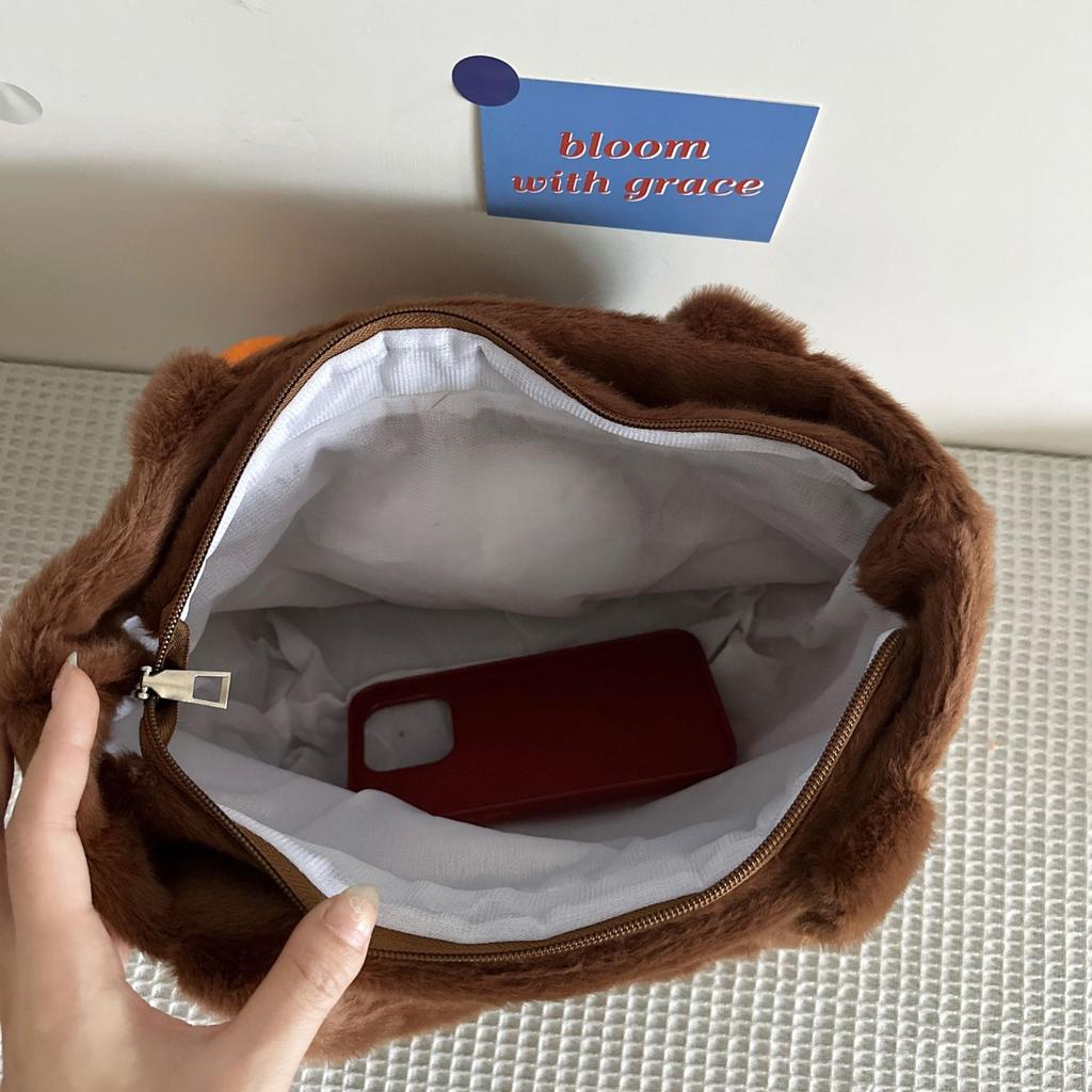 Capybara Plüschpuppe Tragetasche neue Cartoon orange Capybara Student Aufbewahrung Reißverschluss Handtasche