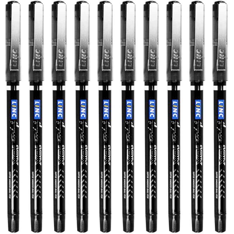Stylo bille Linc Glycer 0,6 mm 10X | Encre noire | Lot de 10 stylos