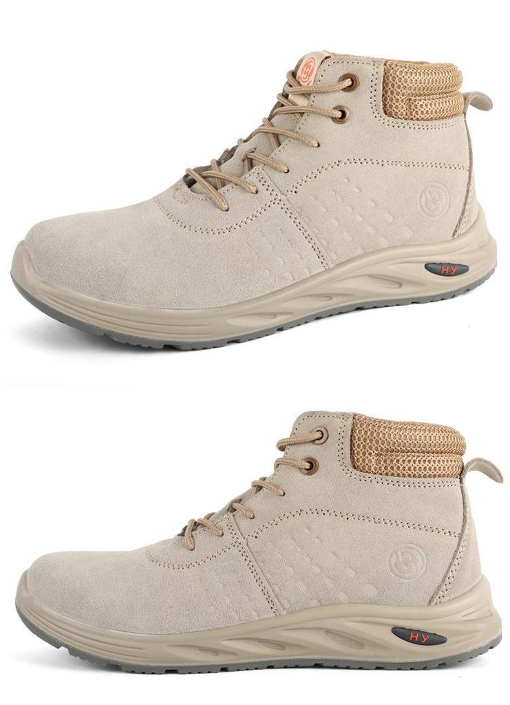 Insulated Suede Cowhide Construction Boots: Wear-resistant, Anti-smash, Puncture-proof, Anti-scald, and High-top for Autumn/Winter.