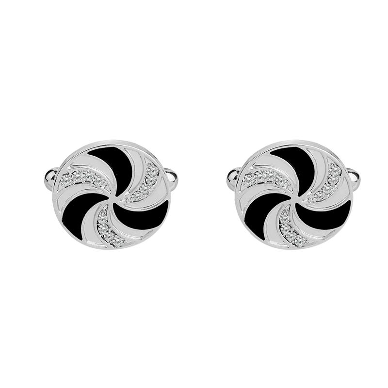 

2Pcs/Set Red And Black Windmill Design Mens Crystal Cufflinks Dazzling Rotational Wind Pattern Groom Cuff Button