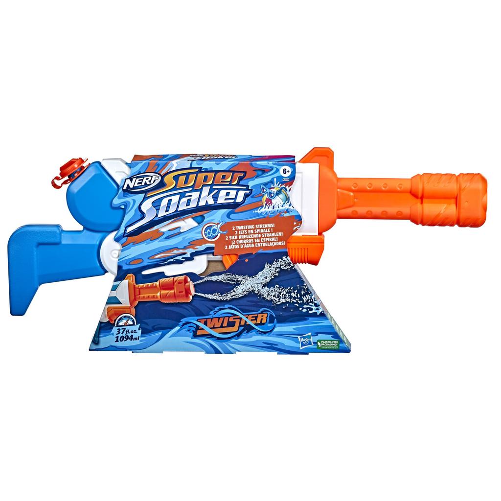 Hasbro Nerf Super Soaker Twister Water Blaster, 1094 mL Tank Capacity, Two Twister Water Jets, Pump-action Water Gun, Water Play Toy for Kids and