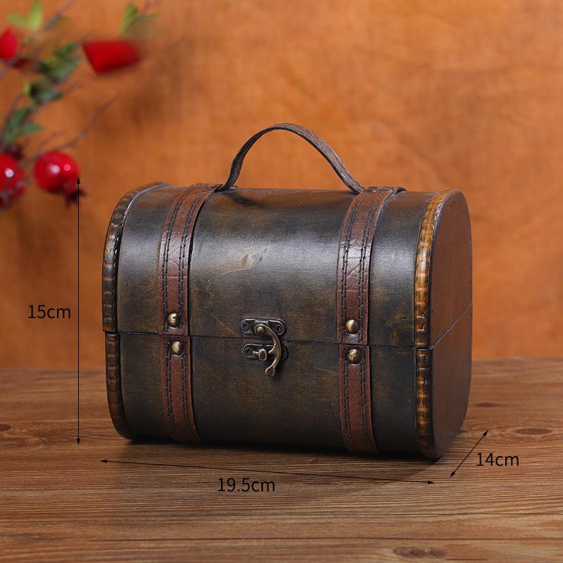 

Vintage Suitcase Treasure Large Antique Jewelry Storage Box Wooden Chest Box Decorative Home Piggy Bank Storage Trunk with Lock