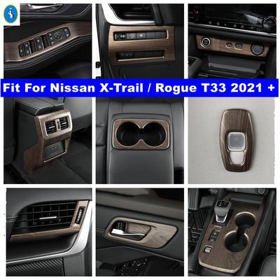 Wood Grain Interior Head Lamps / Cup Holder / Air AC Cover Trim For Nissan X-Trail X Trail / Rogue T33 - 2025 Accessories