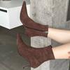 Fashion Elegant Thin-Heel Pointed-Toe Ankle Boots for Women Fashion Spring/Fall Side-Zip Faux Suede Boots Sexy Comfortable Modern Boots