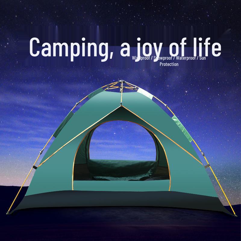 Fully Automatic 3-4 Person Tent: Sun Protection, Thickened Rainproof, Quick Setup for Camping or Beach.