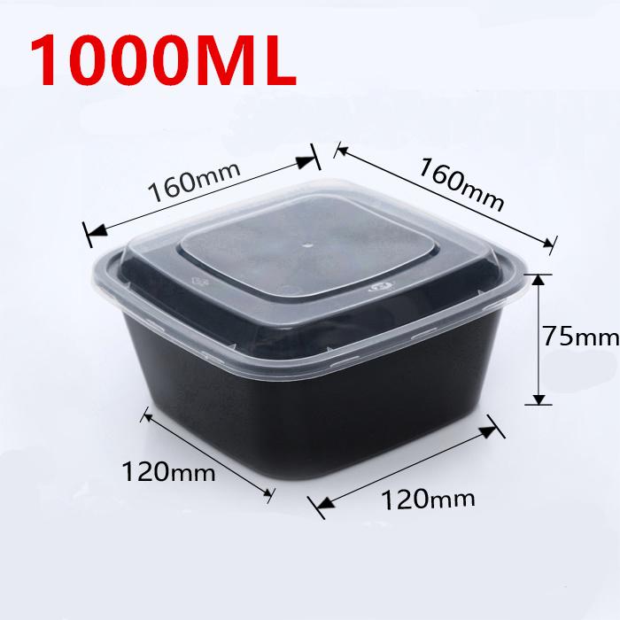 10pcs Disposable Plastic Food Containers Fruit Salad Bento Box Prep Storage Lunch Boxes Microwavable Meal Restaurant Supplies
