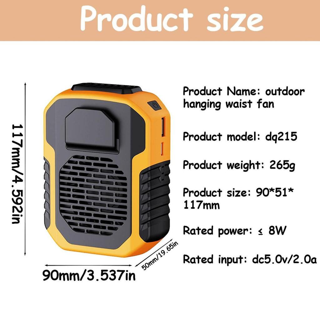 Portable Neck Fan With Adjustable Strap (Orange)