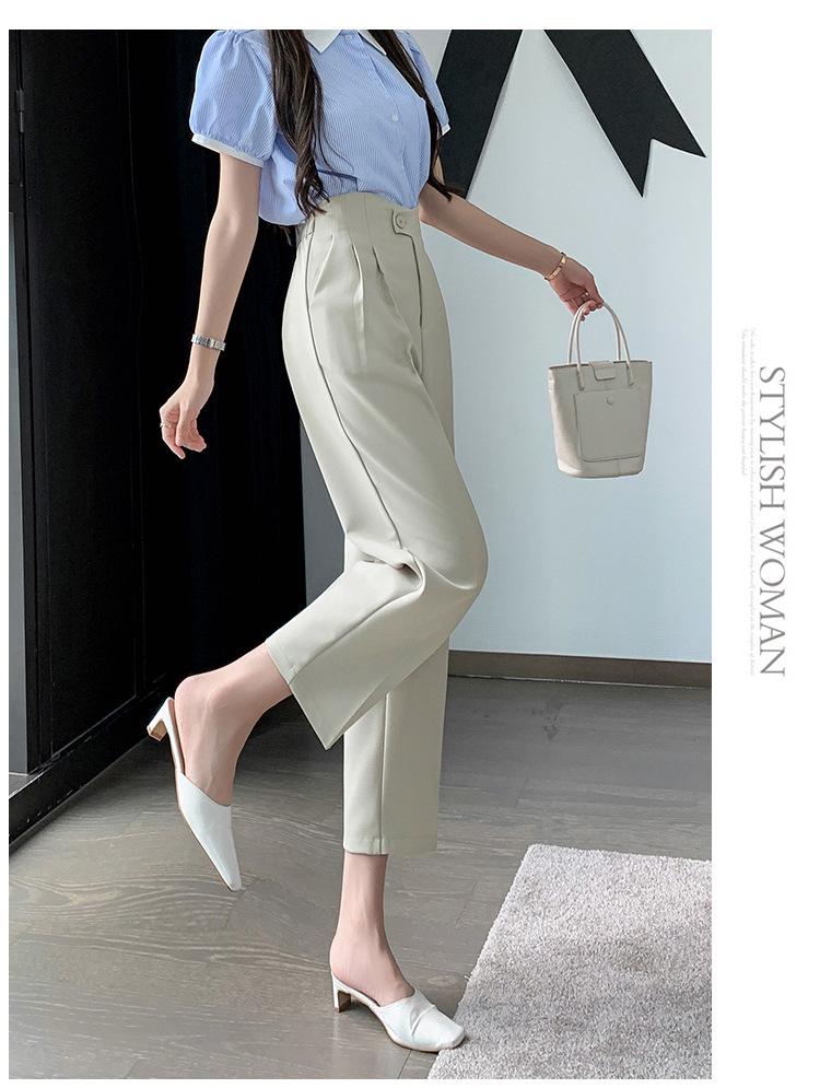 2025 Spring/Summer Women's High Waist Harem Pants – Casual Straight-Leg Cigarette Style