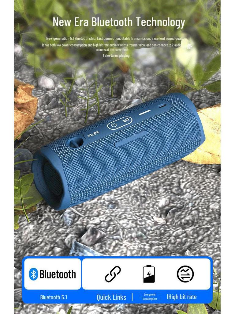 Cross-Border IPX6 Waterproof Portable Bluetooth Speaker with Subwoofer, Outdoor Multifunction Wireless FLIP6.