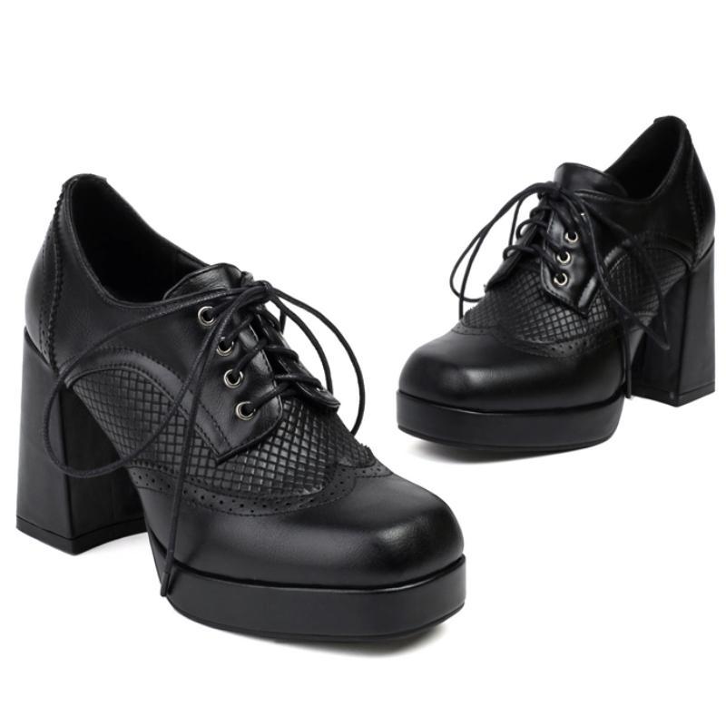 Sexy Women's Pumps Loafers Shoes Platform Fashion Lace-up Black Red High Heels Classic Western Party Office Shoes Woman Comfort