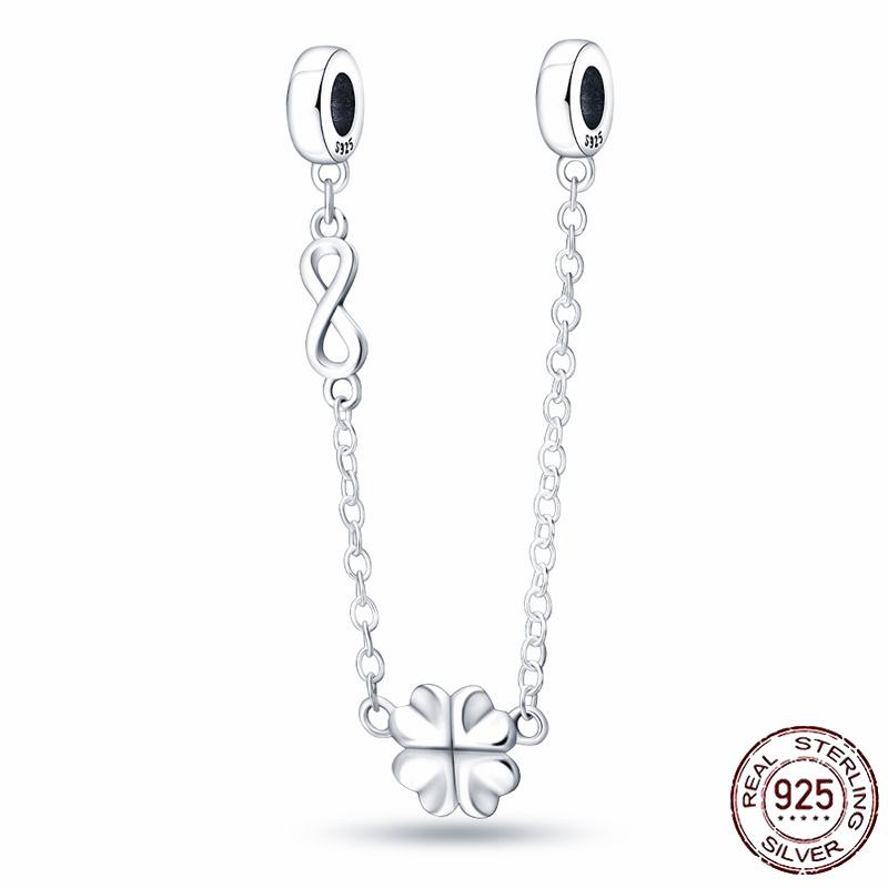 Stříbrný Křišťálový Pavé Bezpečnostní Řetízek Pevný Klip Pramen Přívěsek Vhodný pro Ženy Náramek Stříbrné Šperky Párty Narozeninový Dárek