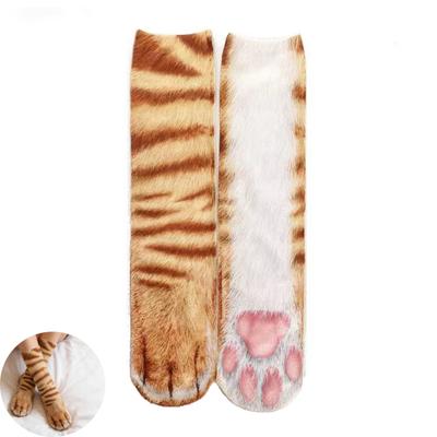 1 Pair Long Socks 3D Cartoon Animal Paw Print Athletic Socks Soft Comfortable Stretchy Machine Washable Socks