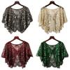 Sciarpa Vintage Donna Vestino Paillettes Perline Rete di Pizzo Piccolo